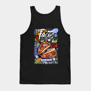 Food poster, food, Mexican, nachos, burritos, tacos, snack. Tank Top